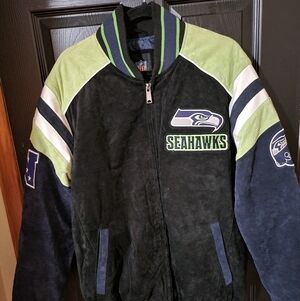 Seahawks Black and Green Varsity Jacket